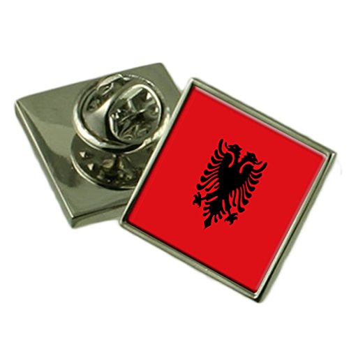 Insignia de solapa de Albania cuadrada con grabado personalizado para trajes