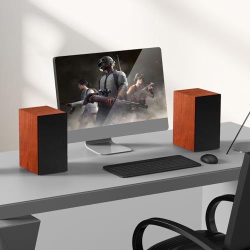 Elimavi Powered Bookshelf Speakers, 30W X 2 Turntable Speakers with 4 Inch Woofer, Record Player Speakers with AUX Input for PC and TVs,Wood Grain Color for Wall Mounting by Elimavi - Image 6