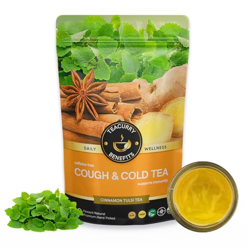 TEACURRY Cold and Cough Tea - 15 Tea Bag | Helps cough, Cold, Runny Nose and sore throat | Relieves Sneezing, Fever, Dizziness | Cough and Cold Relief Pack |100% Natural Herbal Tea for Immunity