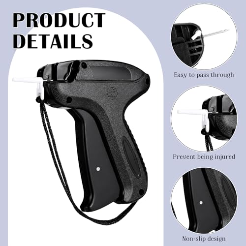 Image of Honoson 3 Pcs Tagging Gun Applicator with 15 Steel Needles,Black | Clothing Tag Attacher for Boutique Consignment Retail, Label System for Price Tags Sales, Ergonomic Grip Wrist Strap