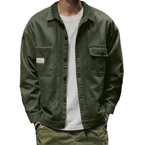 Veste Homme Mi Saison Veste Jean Homme Été Travail Moto Ete Chemise Grande Taille Jacket Habillé Mens Legere Vintage 4XL Longue 3XL Coton Blouson Printemps...