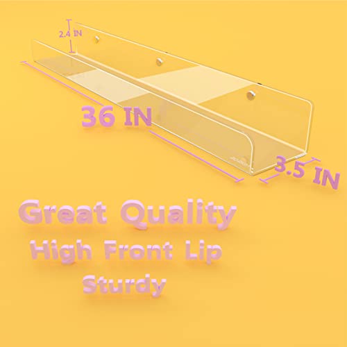 Image of 2 Pack 36 Inch Clear Acrylic Kids Wall Bookshelves,Display Rack