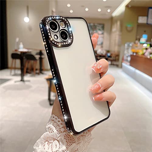 Coque strass brillants iPhone 14 noir de luxe antichoc en silicone
