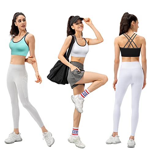 Veqking Strappy Sports Bra For Women Multipack Cross Back Workout Running Bras Outdoor Active Quick-Dry Athletic Underwear With Removable Pads #TOP3