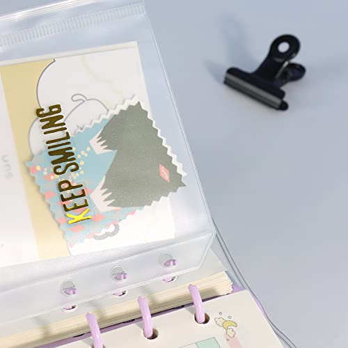 A6 Clear Soft Pvc Binder Cover 6 Purple Round Ring Binders Dia 20Mm Snap Button Closure For A6 Loose Leaf Folder Refillable Notebook Binder Cover Shell #TOP6