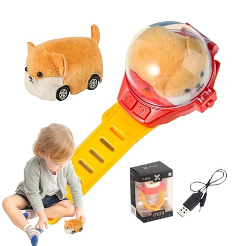 Reloj de pulsera para niños, juguete de coche teledirigido, reloj de coche de carreras con carga USB, coche de juego teledirigido, perro de peluche eléctrico, juguete de coche pequeño para niños y