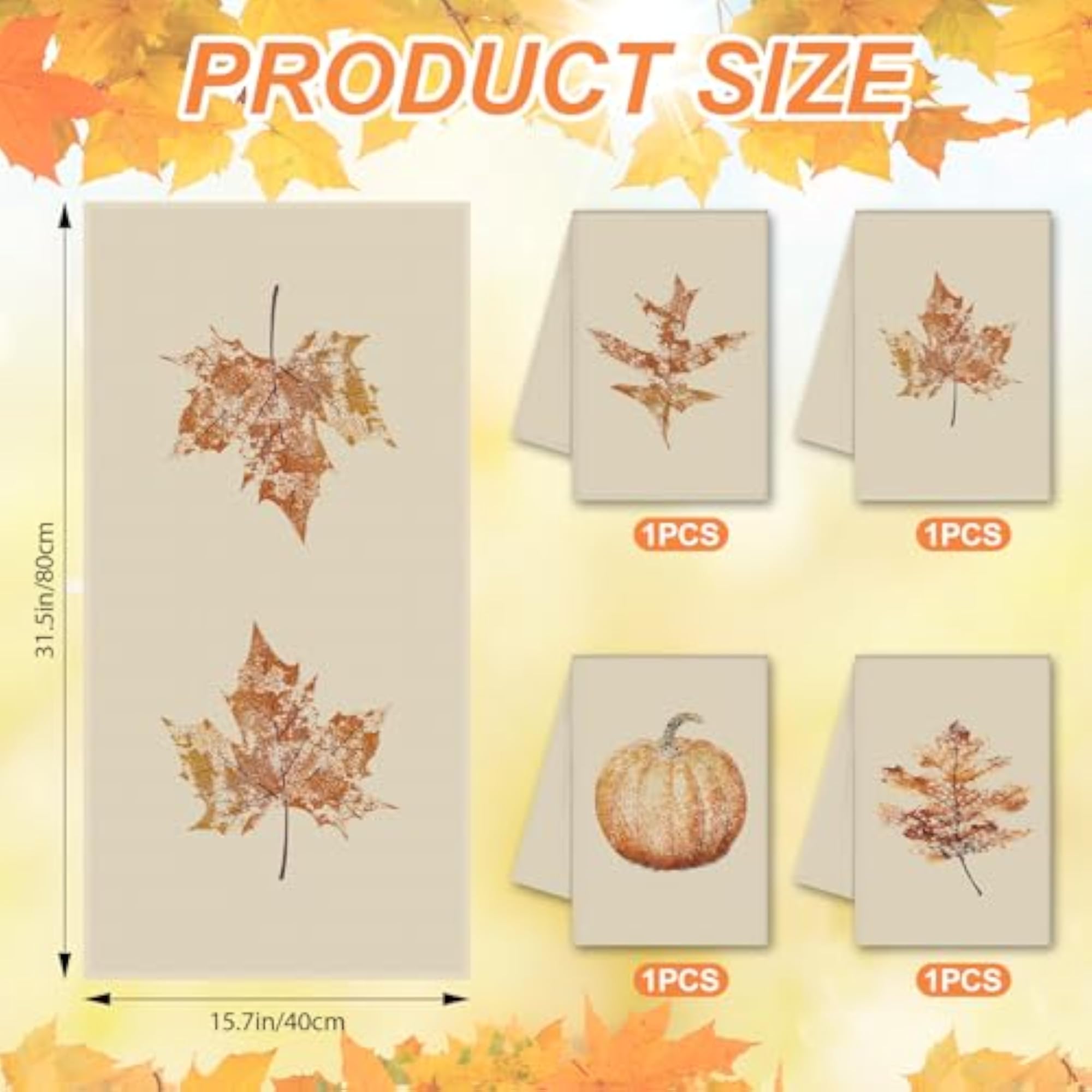 4 Set Fall Pumpkin Kitchen Towels