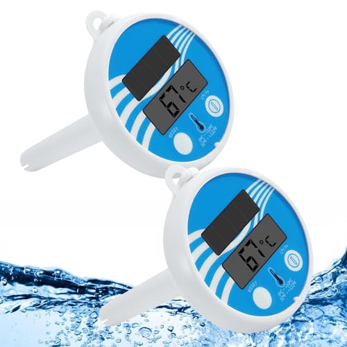 Termómetro de piscina flotante, 2 unidades, termómetro digital solar, termómetro de agua flotante, termómetro de piscina para piscinas, estanques de peces, spas y acuarios
