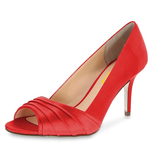 FSJ Women Elegant Slouch Peep Toe Pumps Glitter High Heels Stilettos Formal Office Shoe Size 4-15 US