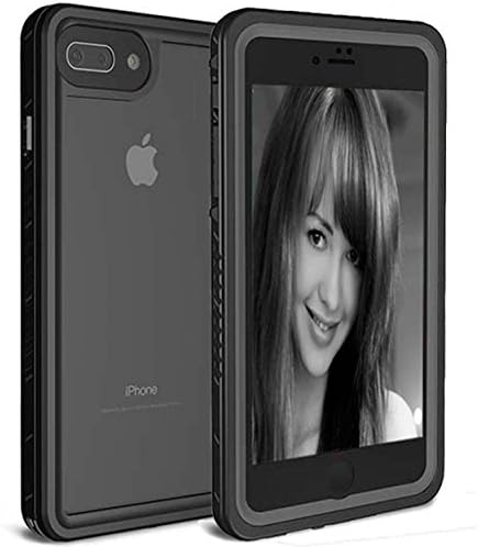 TRONOE iPhone 7 Plus/8 Plus Waterproof Case, Clear Back Upgraded Extreme Durable with Built-in Screen Drop Resistance Fully Sealed Shock Dirt Snow Proof Cover Case for iPhone 7 Plus/8 Plus. (Black)