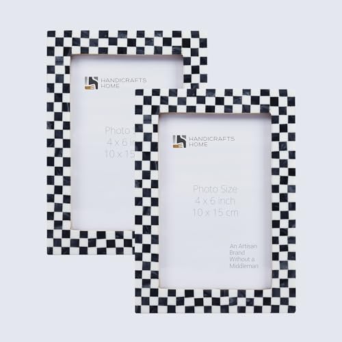 Image of Handicrafts Home 4x6 Picture Frames Pack of 2 - Manhattan Collection Handcrafted Photo Frames, Perfect for Wall & Tabletop Display, Ideal Home Decor Gift