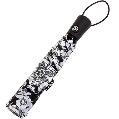 Totes Auto Open Auto Close Compact Umbrella (Black & White Floral) #TOP2