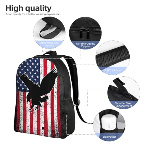 american flag eagle patriotic usa Backpack Simple Leisure Travel Backpack Outgoing Daypack 16 inch4