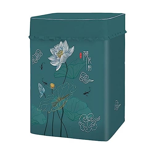 Odot Clásico Funda Lavadora de Carga Superior Funda, Lavadora Exterior Impermeable con Cremallera para Lavadora y Secadora de Carga Superior (Azul Verde,XS Capacidad 2-4.2kg)