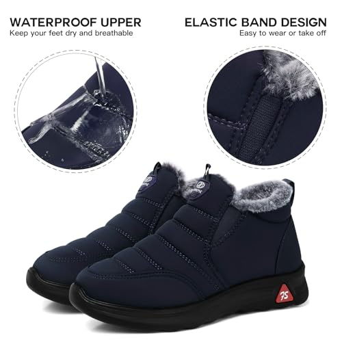 Image of SHIBEVER Winter Boots for Women Warm: Comfortable Slip on Ankle Snow Boots