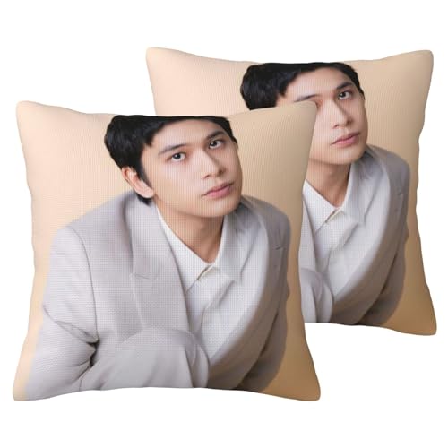 北村匠海 (3) 麻風クッションカバー 2 個セット ポリエステル製 インテリア リビング カスタマイズ可 両面プリント