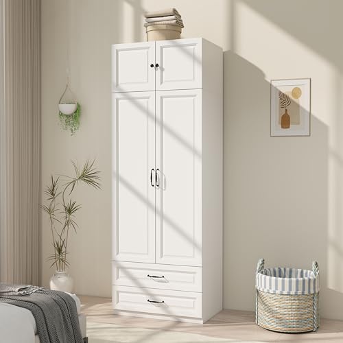 LABROSKIA Armoire Wardrobe Closet with Doors: 89" Extra Tall White