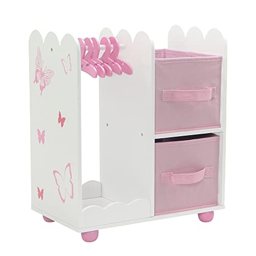 Emily Rose - 18 Inch Doll Clothes Storage Open Wardrobe Closet Furniture | 18