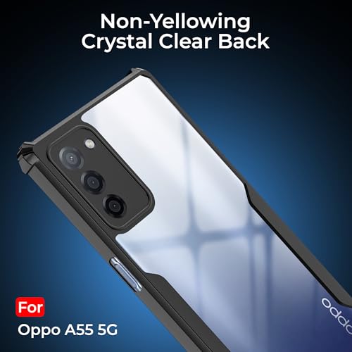 Image of A rtistque Clear Hard Transparent Acrylic Armor Back Cover Case for Oppo A55 5G | Shockproof TPU Edge Protection | Slim Protective Design | Oppo A55 Back Cover - Black