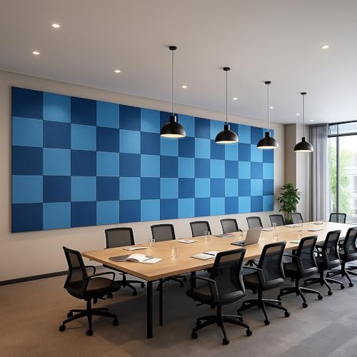 Image of MMT Acoustix Premium Felt Acoustic Panels for Offices, Bedrooms & Studios | Sustainable PET Felt Panels for Echo Reduction & Sound Absorption | 1x1 Ft, 9mm Thick | Arctic Blue- Pack of 16