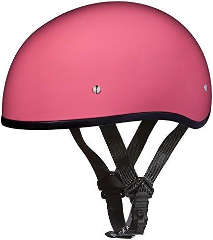 Daytona HELMETS Motorcycle Half Helmet Skull Cap- Hi-Gloss Pink 100% DOT Approved