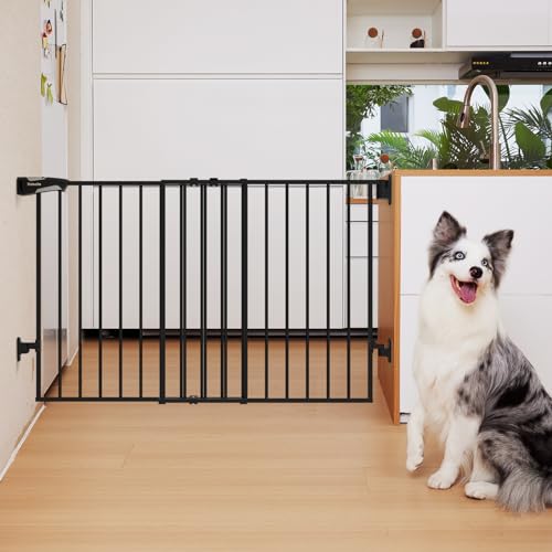 Babelio 31.5-55″ No Bottom Bar Baby Gate Extra Wide, 2-in-1 Auto Close Dog Gate for The House, Stairs and Doorways, Safety Pet Gates with Large Walk Thru Door, Black Babelio 31.5-55″ No Bottom Bar Baby Gate Extra Wide, 2-in-1 Auto Close Dog Gate for The House, Stairs and Doorways, Safety Pet Gates with Large Walk Thru Door, Black