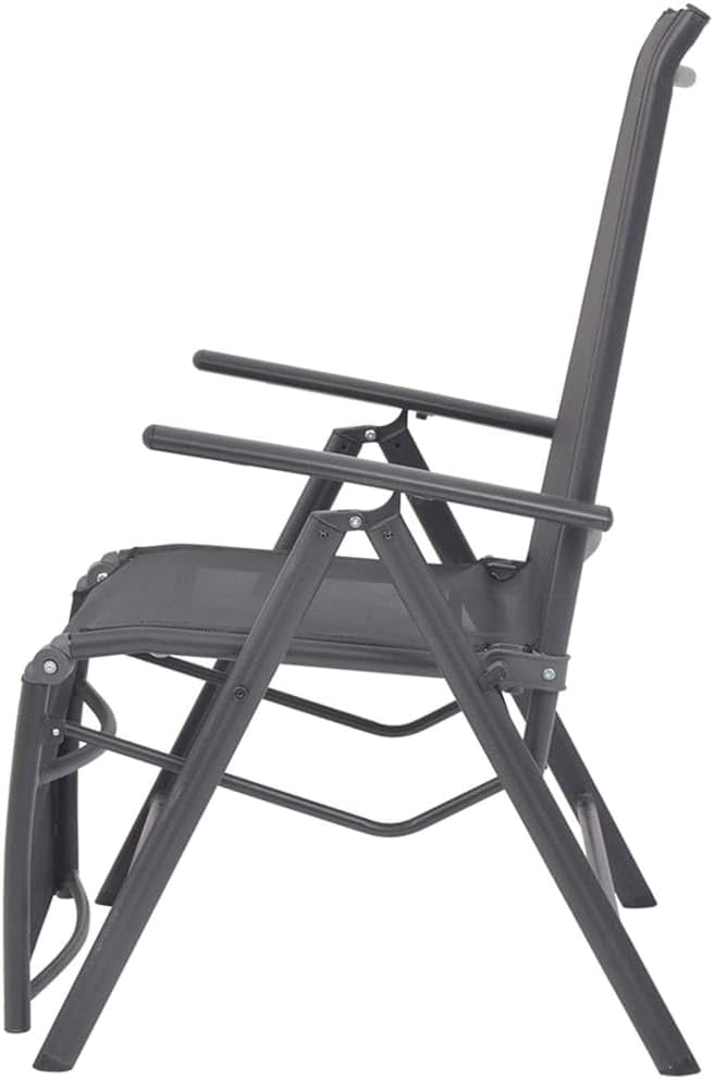 Reclining Deck Chair Aluminum and Textilene Blackoutdoor Lounge Chairs Tanning Chair Patio Chairs Recliner chairSuitable for Gardens, courtyards