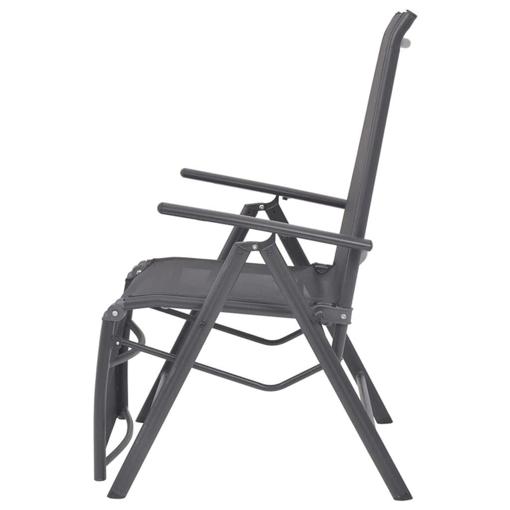 Aluminiowy leżak do leżenia, czarny, tekstylen, 58,5 x 69 x 90-110 cm, 7-stopniowa regulacja leżak relaksacyjny z podnóżkiem, składany, do ogrodu, na balkon, taras, na zewnątrz, odporny na
