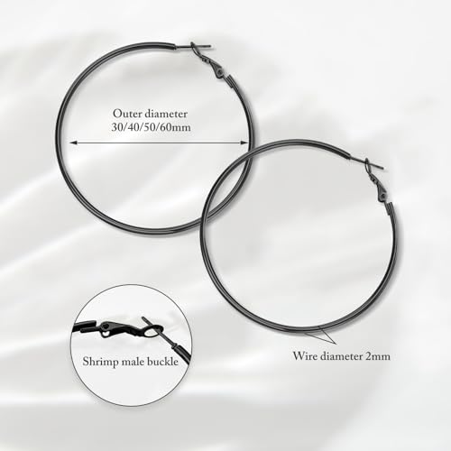 Image of 4 Pairs Silver Gold Hoop Earrings for Women | 14K Gold Plated Hoop Earrings Set Hypoallergenic Earring Lightweight Dangle Earrings Set