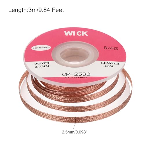 Image of MECCANIXITY Solder Wick Braid No-Clean Desoldering Wick Braid 0.1 Inch Width 10 Feet Length for Remove the Solder Electrical Components 1 Pack