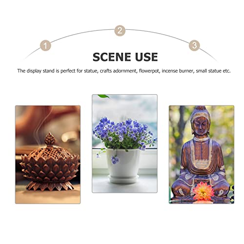 Beavorty Wooden Stool Display Stand Oriental Vase Stand Pedestal Decorative Plant Pot Riser Flower Pot Holder Buddha Statue Shelf For Outdoor Indoor Home Office Decor M #TOP1