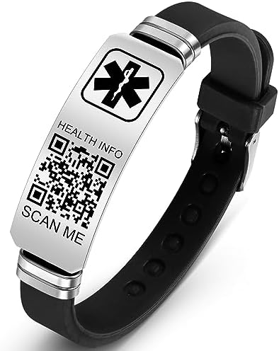 Pulseras médicas para hombres y mujeres con código QR, pulseras d...