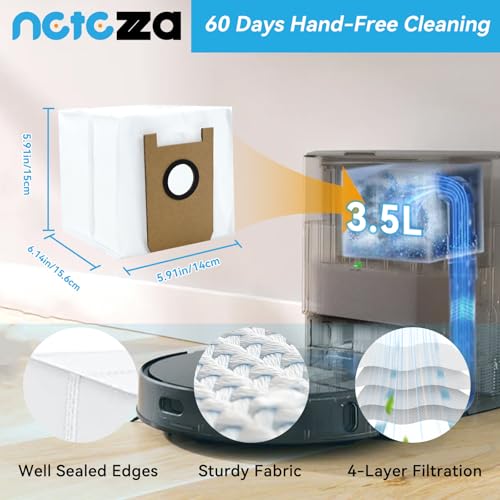 Netezza T20 Accessories Replacement Compatible with Airrobo T20+ Robot Vacuum Cleaner, 1 Main Brush, 2 HEPA Filters, 4 Dust Bags, 4 Mop Pads, 4 Side Brushes, T20+ Replacement Parts by Netezza - Image 4