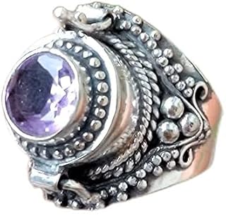 Natural Amethyst Ring, Poison Box Ring, Round Stone Ring, Poison Box Jewelry, February Birthstone Ring, Openable Poison Ring, Vintage Box Ring, Poison Ring, Healing Ring, Locket Ring, Purple Stone Ring, Gift For All, Natural Amethyst Jewelry, Handmade Ring