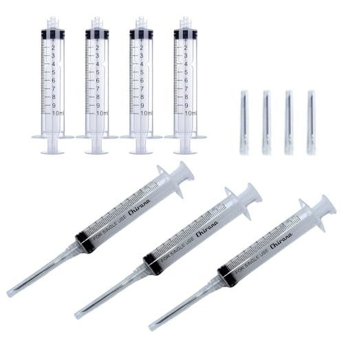 25 Jeringuillas ( 10ml) con 25uds de 16G desechables con embalaje individual y esterilizado. Jeringuilla con aguja para dispensación líquidos, alimentacion, jardineria. Jeringa con cabezal luer-lock