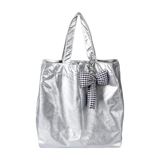 Ruarby Donne Korena Alla Moda Casual Ascelle Borsa Grande Capacità Morbida In Pelle DELL'UNITÀ di elaborazione Spalla Borsa Metallica Per Uso quotidiano Shopper, Argento, One Size