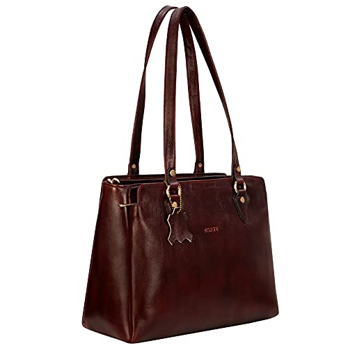 RICHSIGN Leather Accessories Full-Grain Natural Leather Top-Handle satchel Handbags & Shoulder tote Bags For Women (Dimension- L-13 X H-10 x W- 5 Inch | Weight- 0.8 KG / 800 GR (COFFEE)
