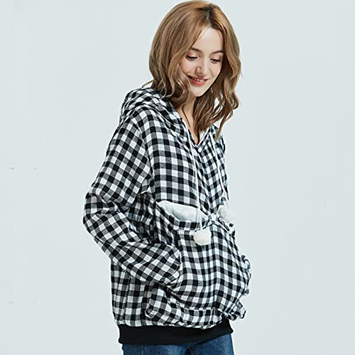 Pull à capuche ample en polaire pour femme gris L décontracté - 2