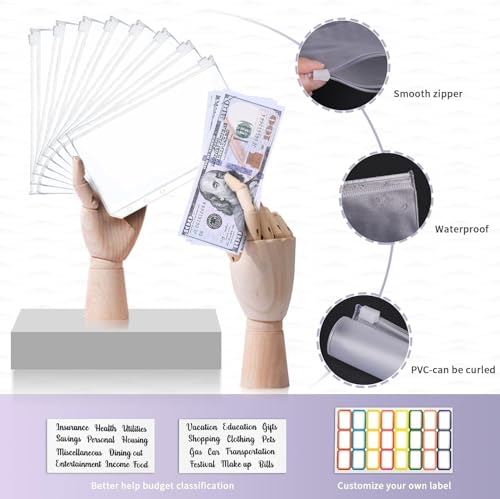 Image of Budget Binder Cash Envelopes for Budgeting Money Organizer for Cash Money Envelopes for Cash Leather A6 Budget Binder with Zipper envelopes (Purple)