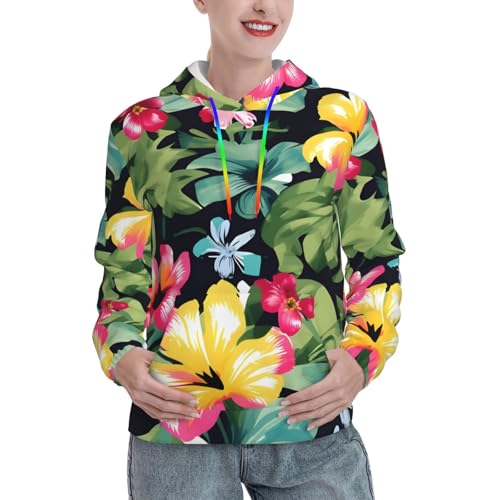 Sweat à capuche pour femme avec poche kangourou et motif floral protecteur