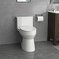 Mocoloo One Piece Toilet - 1 Piece Bathroom Toilet Single Siphon Single Flush 1.28 GPF Modern Ceramic White Comfort Height Bathroom Elongated Round Toilet, 12" Rough In
