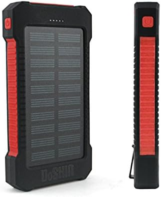 DoSHIn 20000mah Solar Charger Dual USB Solar Power Bank with LED Light for iPhone 6 Plus,iPod, Samsung Galaxy S6 and More (Red)