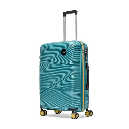Image of Skybags Swirl Check-in Trolley Bag 65cm | Medium Hard Luggage | 8 Wheels Suitcase for Travel | 3-Digit Combination Lock with Anti-Theft Zipper | Polypropylene | 3 Years Warranty - Unisex (Cyan)
