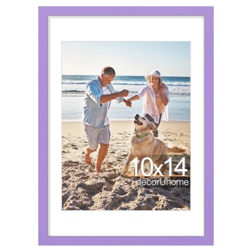 decorUhome 10x14 Picture Frame Fits 8.5x11 Photos with Mat, Purple