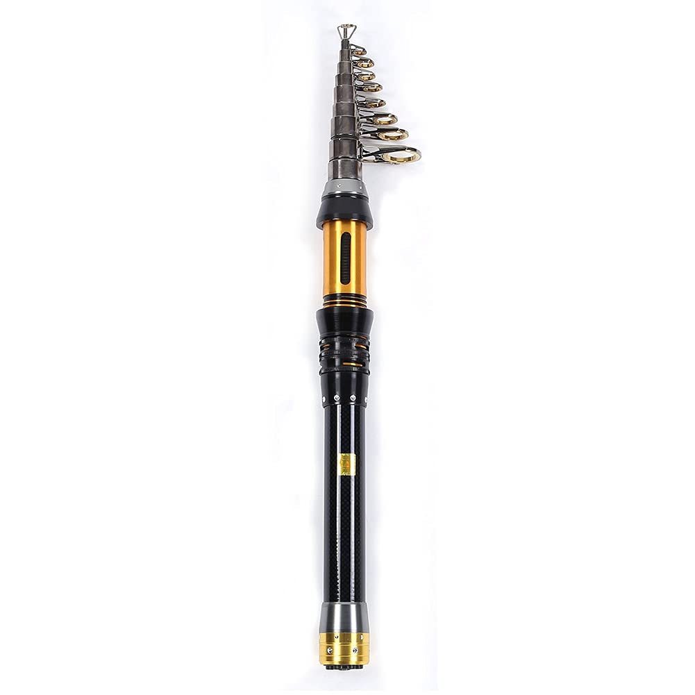 Caña de Pescar telescópica Mini caña de Pescar de Pesca portátil caña de Pescar con Anillo de Alambre de cerámica para la Pesca al Aire (3.0m)
