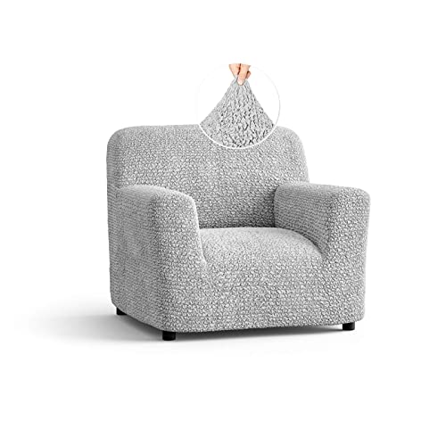 Paulato By Ga.i.co. Chair Cover - Armchair Cover - Armchair Slipcover - Soft Fabric Slipcover - 1-Piece Form Fit Stretch Stylish Furniture Protector - Microfibra Collection - Light Grey (Chair) #TOP5