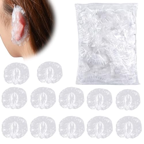 100 Pezzi Monouso Paraorecchie,paraorecchie impermeabili,paraorecchie Doccia impermeabili,Protettive Impermeabili Copertura Dell'Orecchio con Elastici,adatti per doccia,lavaggio capelli,spa hotel