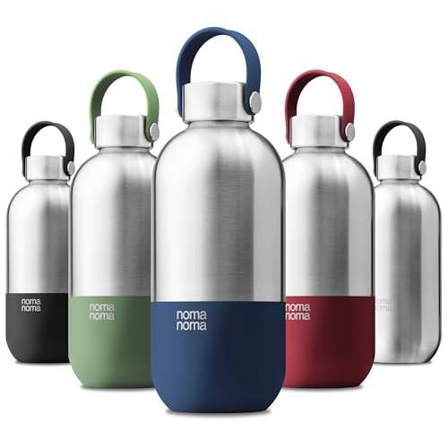 noma noma Trinkflasche Edelstahl Kohlensäure geeignet - Thermosflasche 1l, 750ml, 500ml - auslaufsicher, BPA-frei & klimaneutral (1l Soda Blue)
