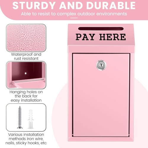 Yaocom Metal Money Cash Box,Pink,10.2 X 5.7 X 2.8 Inch by Yaocom - Image 3