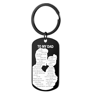 Fathers Day Dad Gifts from Daughter Dads Birthday Gift Dads Christmas Stocking Stuffers Keychain Present for Dad (Black)